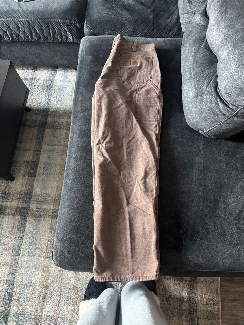 Washed brown Carhartt carpenter jeans